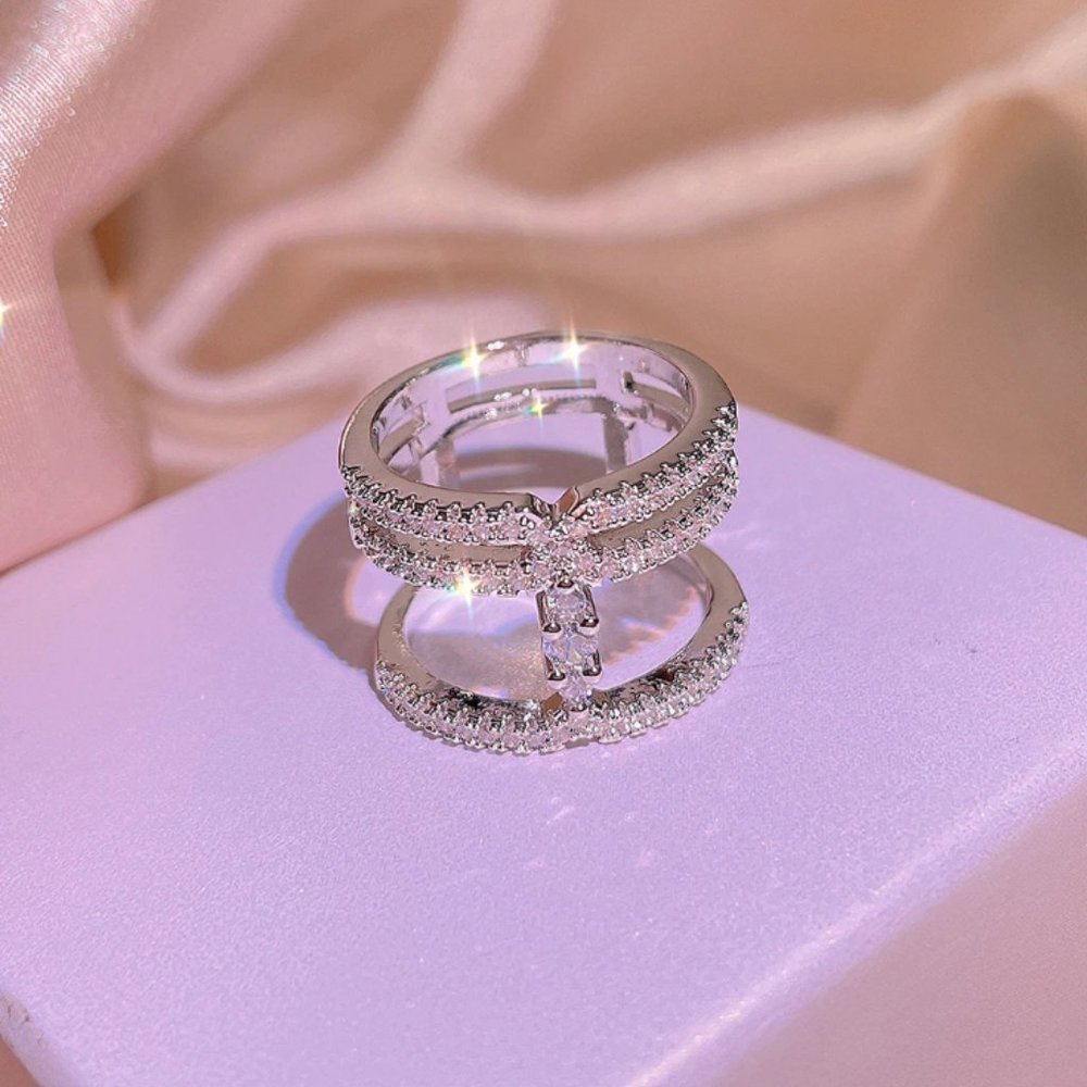 Quaint and Unique Sterling Silver Diamond Ring